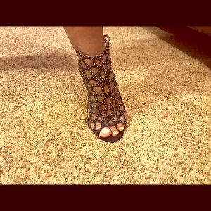 Black Rhinestone Heels. Size 7.5.